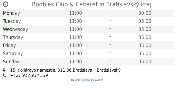 Boobies Club & Cabaret strip club in Bratislava, Slovakia