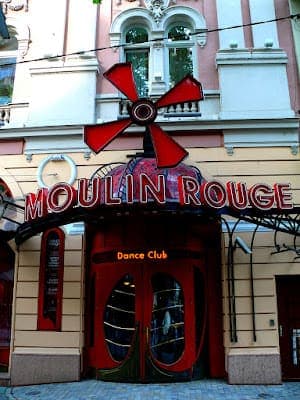 Moulin Rouge strip club in Budapest, Hungary